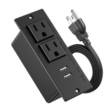 Recessed Power Strip, Mini Compact with 2 AC Outlets 2 USB-A Ports for Desk