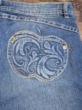 Vintage Apple Bottom Jeans Size 9/10 32x31.5   Blue Embroidered Y2k 90s Nelly