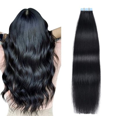 Tape Extensions Echthaar 30cm glatt Remy Haarverlängerungen schwarz optimale ...