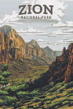 Zion National Park Utah Art Poster Postcard