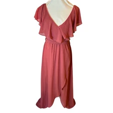 NWT Baltic Born XS Maxi Dress Flutter Sleeve Wrap Front Blush Rose
