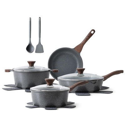 SENSARTE Nonstick Cookware Set 13-Piece, Non Stick Pots and Pans Medium, Gray 