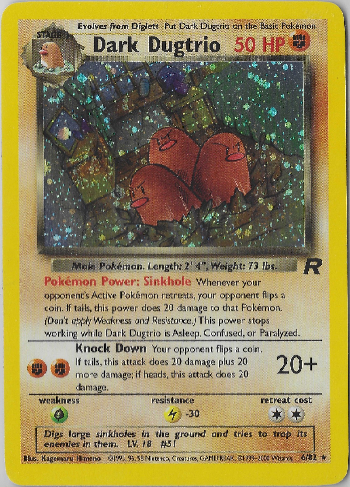 Dark Dugtrio 6/82 Team Rocket Holo NM