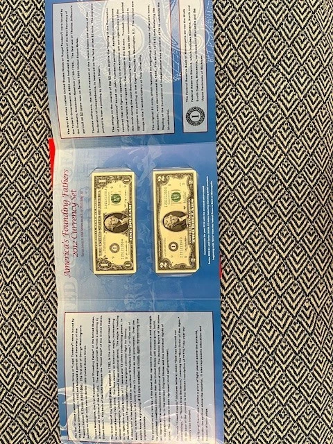 AMERICICAN FOUNDING FATHERS 2012  CURRENCY SET: $1 & $2 MATCHING #'s MINNEAPOLIS - Image 3 of 3