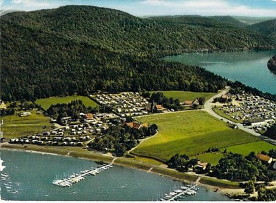 Edersee AK Talsperre Blick Halbinsel Schneid Stempel 1981