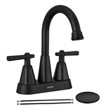 Best Matte Black Bathroom Sink Faucet SBOSBO 4 Inch Faucet for 3 Hole, 2 Handle