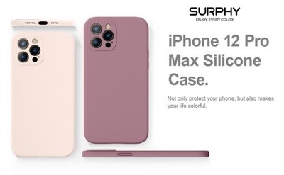2x Pack iPhone 12 Pro Max Case SURPHY Liquid Silicone Soft Slim Lilac Light Pink