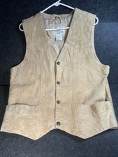 Cripple Creek Men's L Genuine Leather Suede Vest Tan Western Cowboy Ranch Style