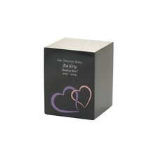 Monumental Memorials Hearts Pink Black, Small Urn