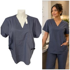 Scrubstar Scrub Top 2XL Core Essentials Unisex V Neck Gray Medical Vet