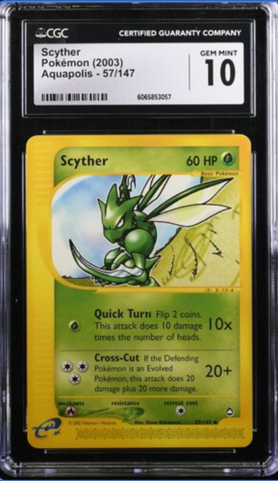 2003 Pokemon Aquapolis #57/147 Scyther CGC 10 Gem Mint