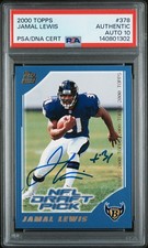 2000 TOPPS #378 JAMAL LEWIS ROOKIE RC PSA AUTHENTIC AUTO 10