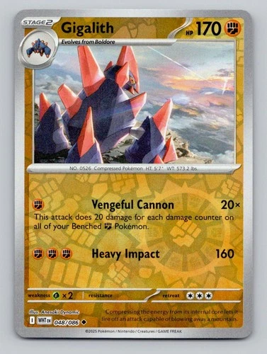 Gigalith 048/086 Uncommon White Flare Pokemon Reverse Holo Near Mint - product listing photo