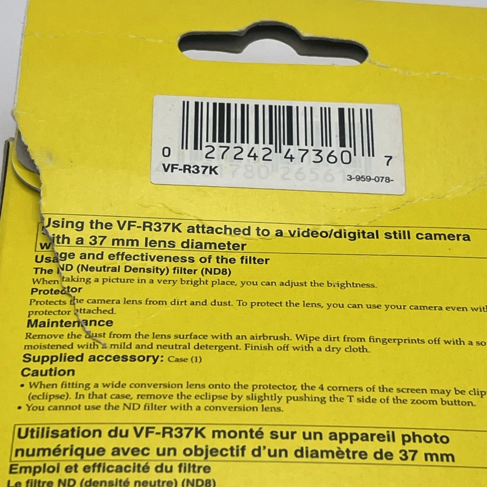 Sony R37K Filter Kit VF-R37K 37 mm Lens Diameter Camcorders Video Cameras - Image 4 of 4