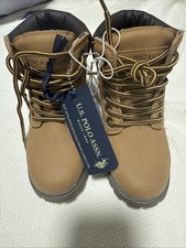 U.S. Polo Association Hiking Trail Boots Brown Tan Boys Youth Size 12 Nice