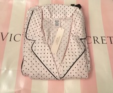 NEW Victoria's Secret Heritage Cotton Long Pajama Set Pink Polka Dot Size XS