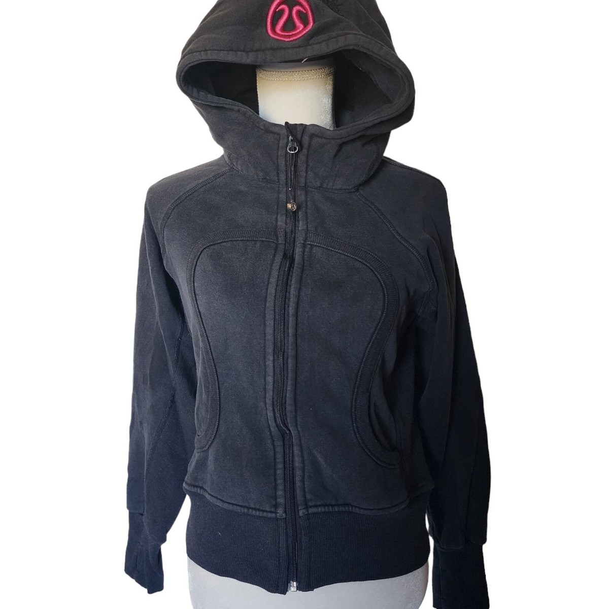 Lululemon Athletica Jacket Black Pink Logo Zip-Up Hoodie Lululemon Athletica Jacket Black Pink Logo Zip-Up Hoodie