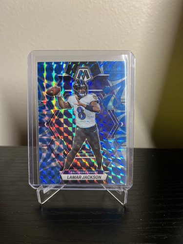 2023 Panini Mosaic - Lamar Jackson #13 Blue Reactive Prizm ~ Baltimore Ravens