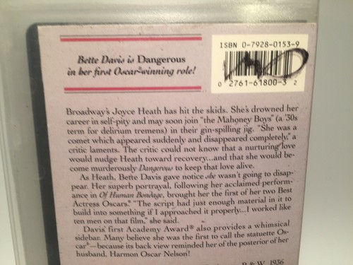 VHS tape DANGEROUS MGM / UA Home Video Bette Davis Franchot Tone B&W - Foto 10 di 12