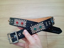 1930s Vintage Design Carved Studded Belt Western Rockabilly RODEO Cowboy