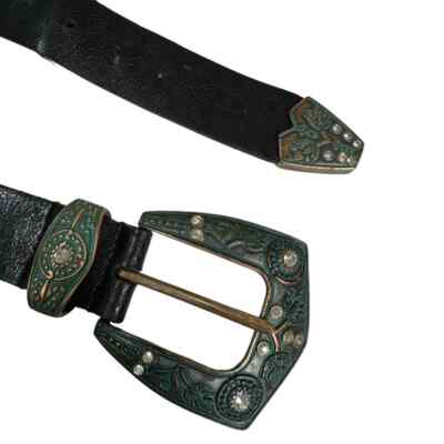 Steve Madden Western Embellished Black Leather Belt Medium  display picture 3