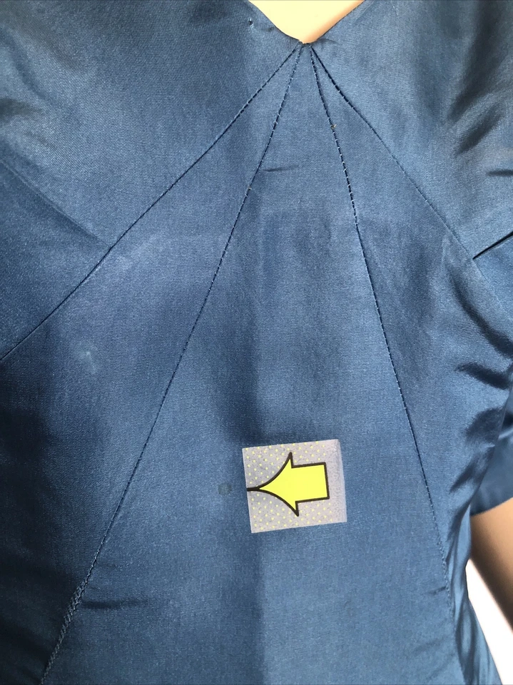 VTg 1950’s LEE CLAIRE New York Blue Satin Wiggle Rockabilly Cocktail Dress 8-10 - Image 4 of 4