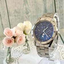 Burberry Moon Phase Watch Blue Tone Used From Japan Check description