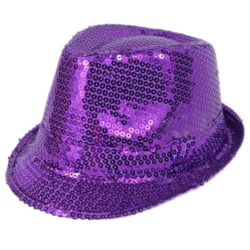 Purple Unisex Fancy Dress Gangster Hat 