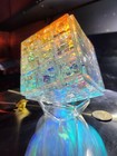 Dichroic Crystal Art Glass Rubik's Cube Chameleon Crystal Paperweight Chakras 