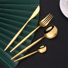 Tableware Set Stainless Steel Gold Dinnerware Golden Fork Spoon Utensils Set Par