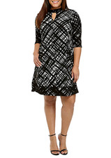 NEW CHRIS MCLAUGHLIN BLACK WHITE A LINE CAREER SHIFT DRESS SIZE 20 W WOMEN
