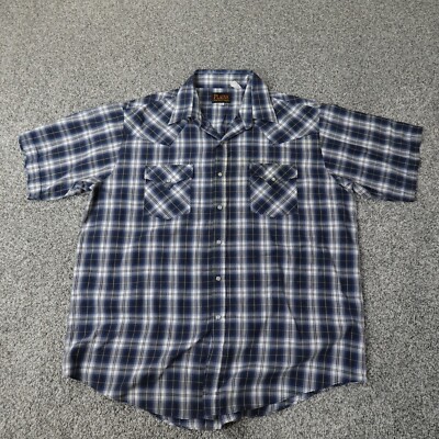 Ely Plains Shirt Mens M Black Gray Pearl Snap Western Cowboy Rodeo Country Ranch