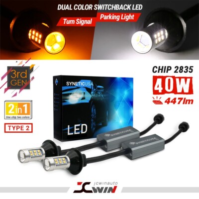 For 09-14 F150 Error Free White/Amber 3157 LED Switchback Turn Signal Light Bulb
