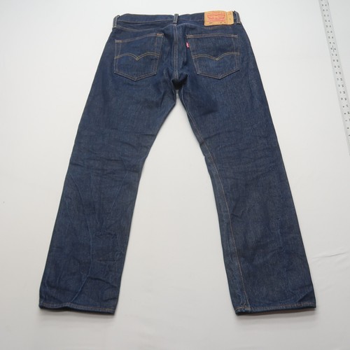 Levi's Mens 501 Jeans Size 33 x 33 Dark Wash Button Fly Raw Denim (34x28) - Picture 2 of 10