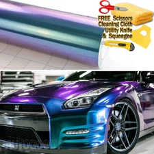 2ft x 10ft Gloss Metallic Chameleon Purple Teal Vinyl Film Wrap Air Bubble Free