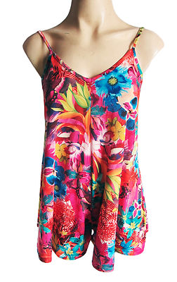 Boohoo Donna Pantaloncini Floreale Tutina Rosa Acceso Taglia UK 10