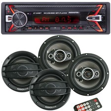 Audiotek Bluetooth Car Stereo Digital Media Receiver  4xAudiobank 6.5" Speakers