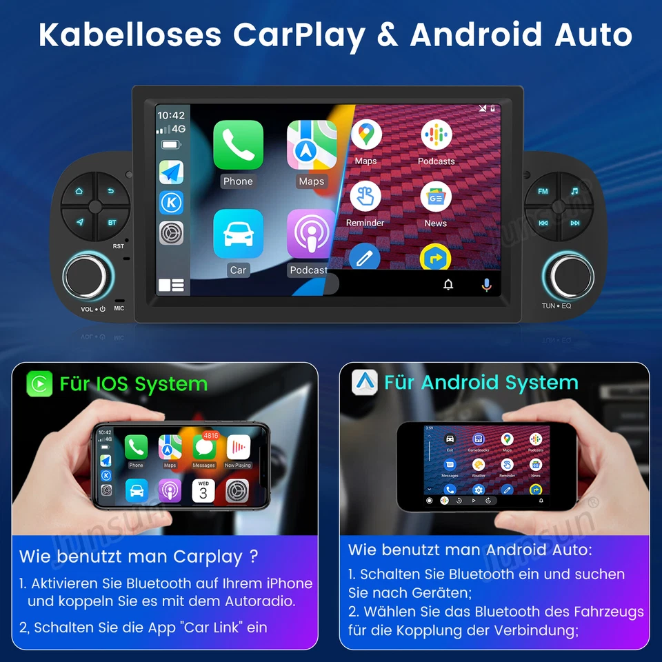 Für FIAT PANDA 312 2012-2024 Carplay Autoradio GPS NAVI BT DAB+ Android13 2+64GB - Bild 4 von 4