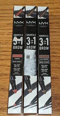 Nyx 3-In-1 Brow Pencil Brunette 31B06, Auburn 31B05, Ash Brown 31B08