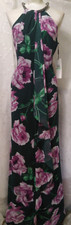 New CALVIN KLEIN Size 8 Floral-Print Cascade Gown Embellished Multi Green Floral