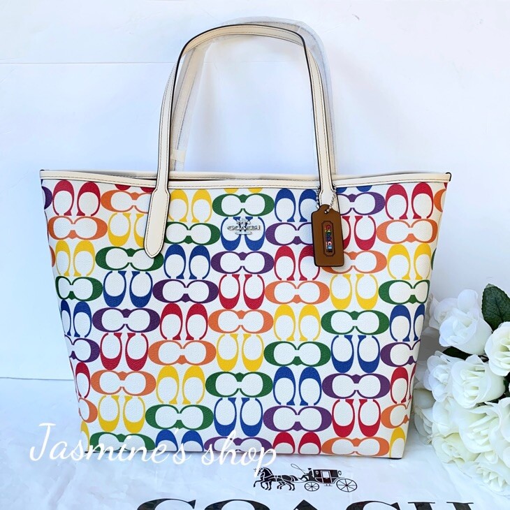 NWT Coach C4181 City Tote In Rainbow Signature Canvas