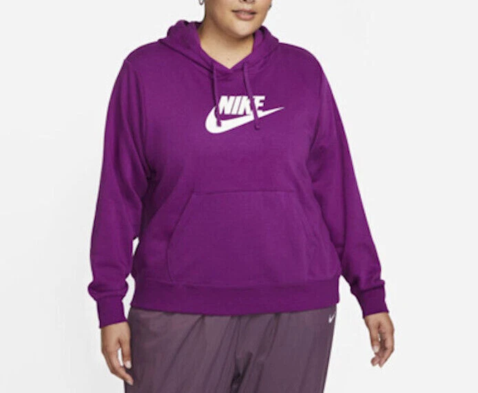 Nike Women's Viotech/White Club Fleece Pullover Hoodie (DV5091-503) Siz 1X/2X/3X