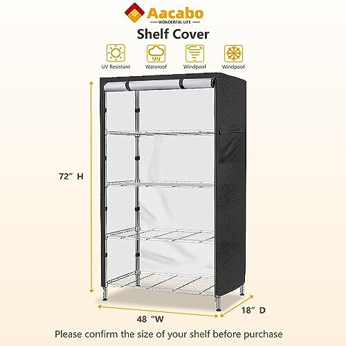 Shelf Cover,Waterproof Dustproof Storage Shelving Unit 48"Wx18"Dx72"H