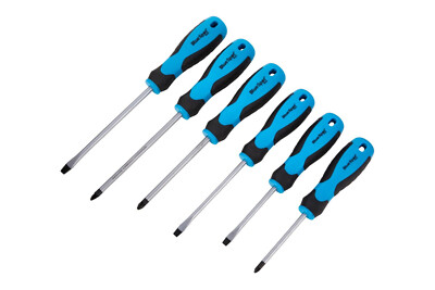 Blue Spot Tools 6-teiliges Soft Grip Schraubendreher Pozi Schlitz-Set magnetische Spitzen