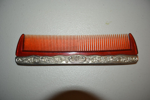 Vintage Dressing Table Set Silver Tone Hand Mirror-brush-comb vanity set - Picture 6 of 7