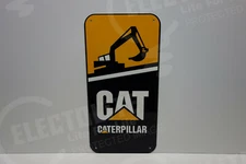 CATERPILLAR EXCAVATOR DEALER DIE CUT Sign Rare LATE 70's 80's ENAMEL 18" BY 9"