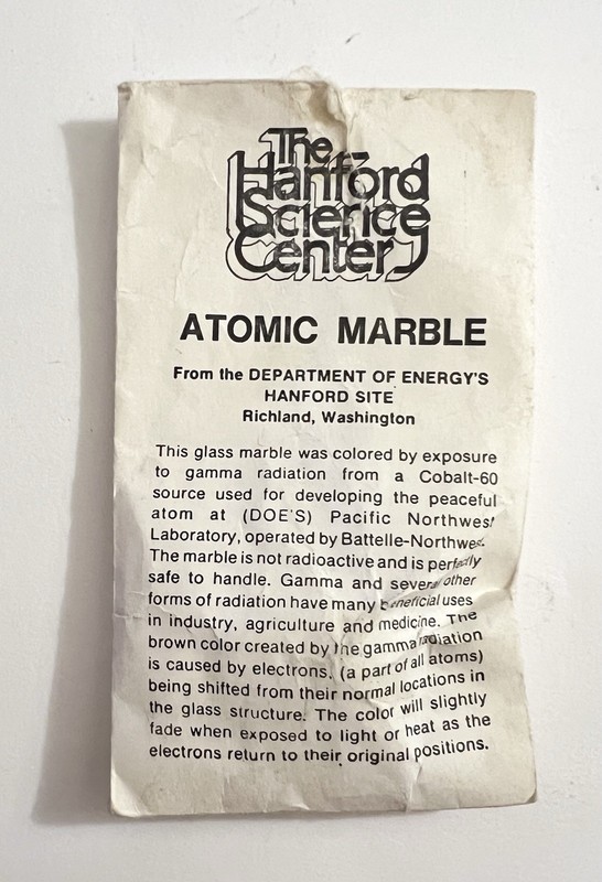 Vtg Hanford Science Center Atomic Marble Gamma Radiated Souvenir Atomic Age