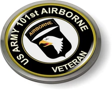 BestLicensePlateFrames - US Army 101ST Airborne Veteran 3D Domed Emblem Car Sti