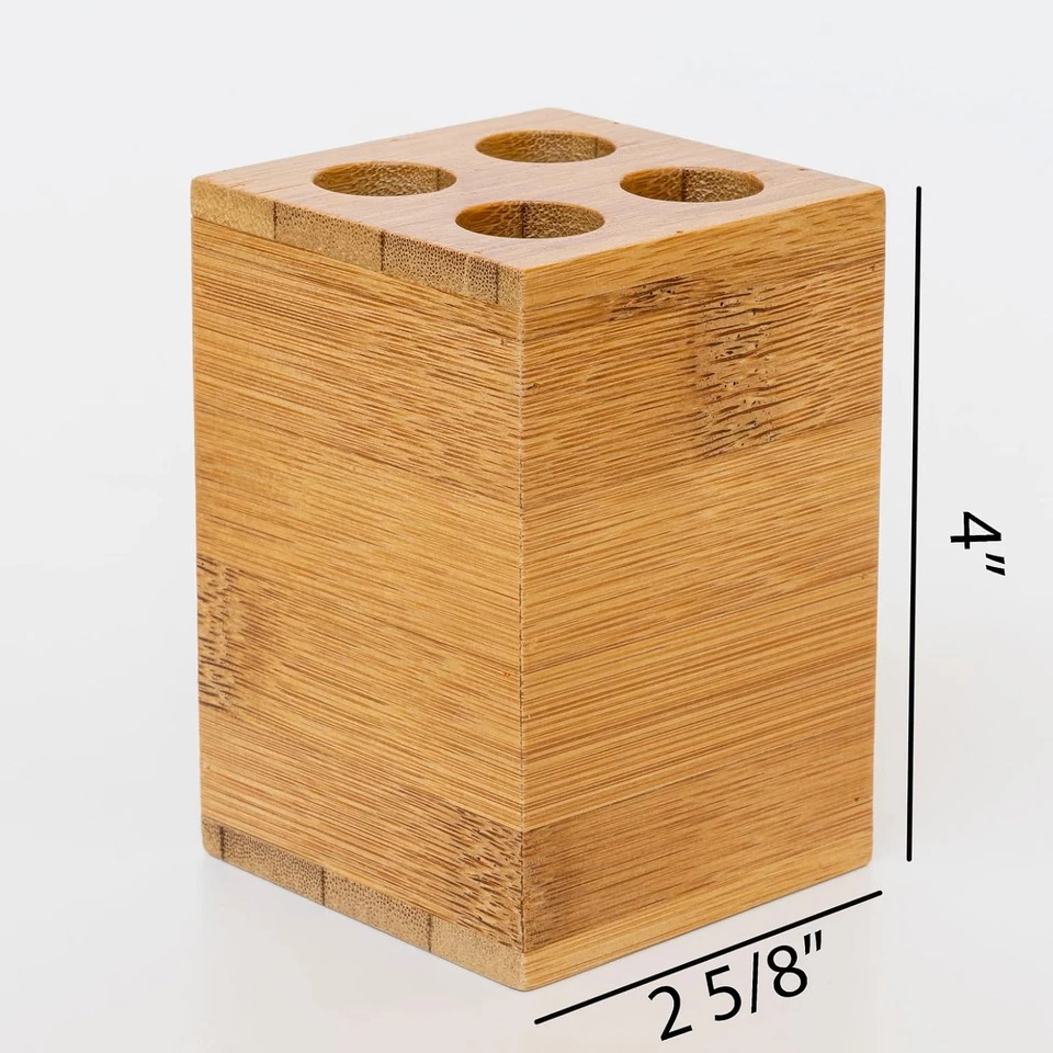 Suporte para escova de dentes de bambu, madeira natural, design ecológico - Imagem 3 de 4