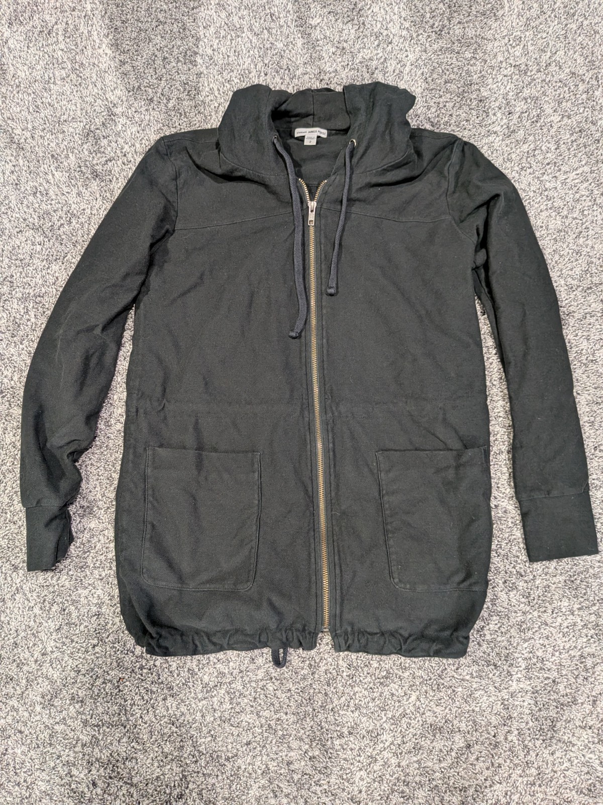 JAMES PERSE Dark Black Drawstring Jacket Size 2 - image 1